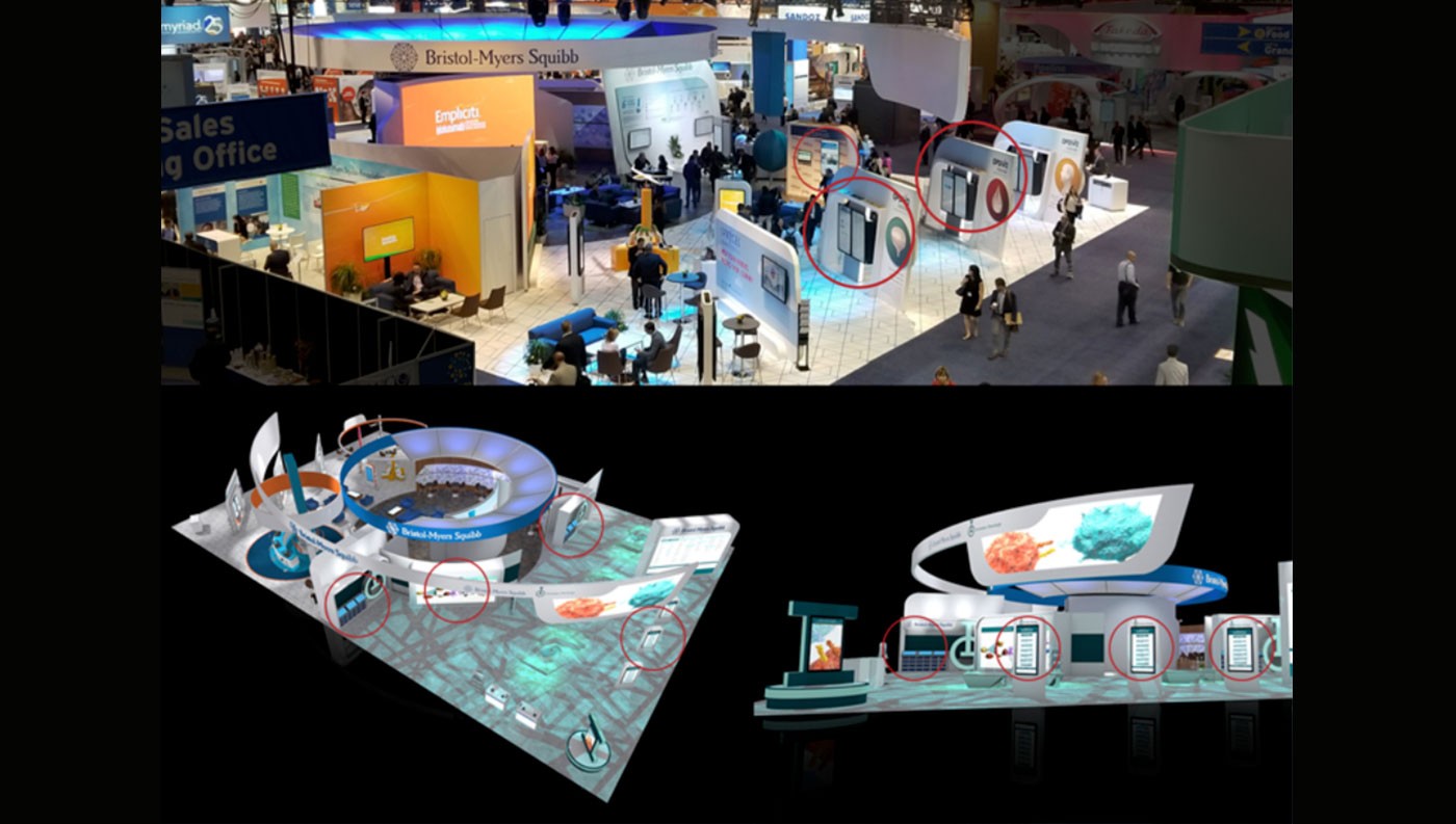 3D architectural renderings of BMS ASCO booth