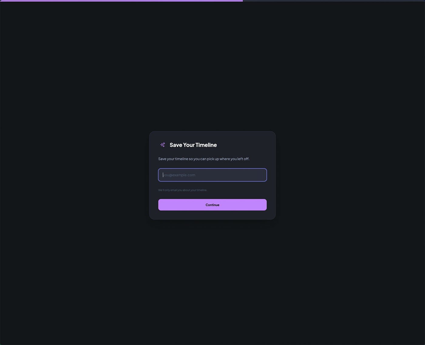 Save your timeline — email capture
