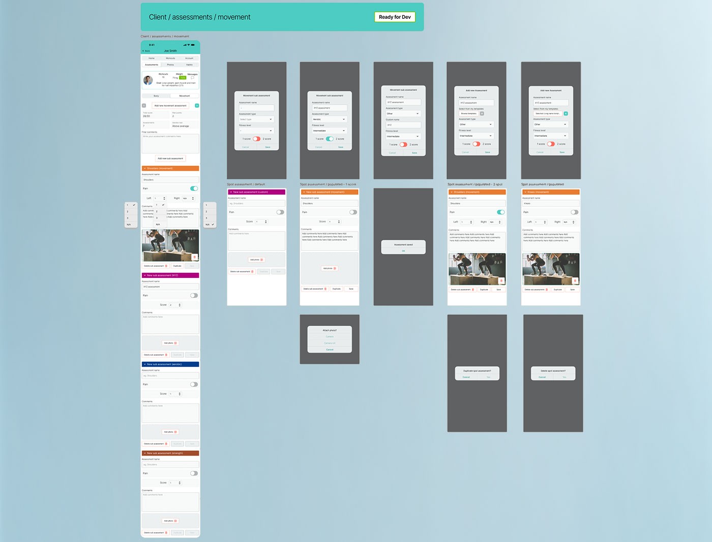 Client assessments user flow — annotated, Ready for Dev